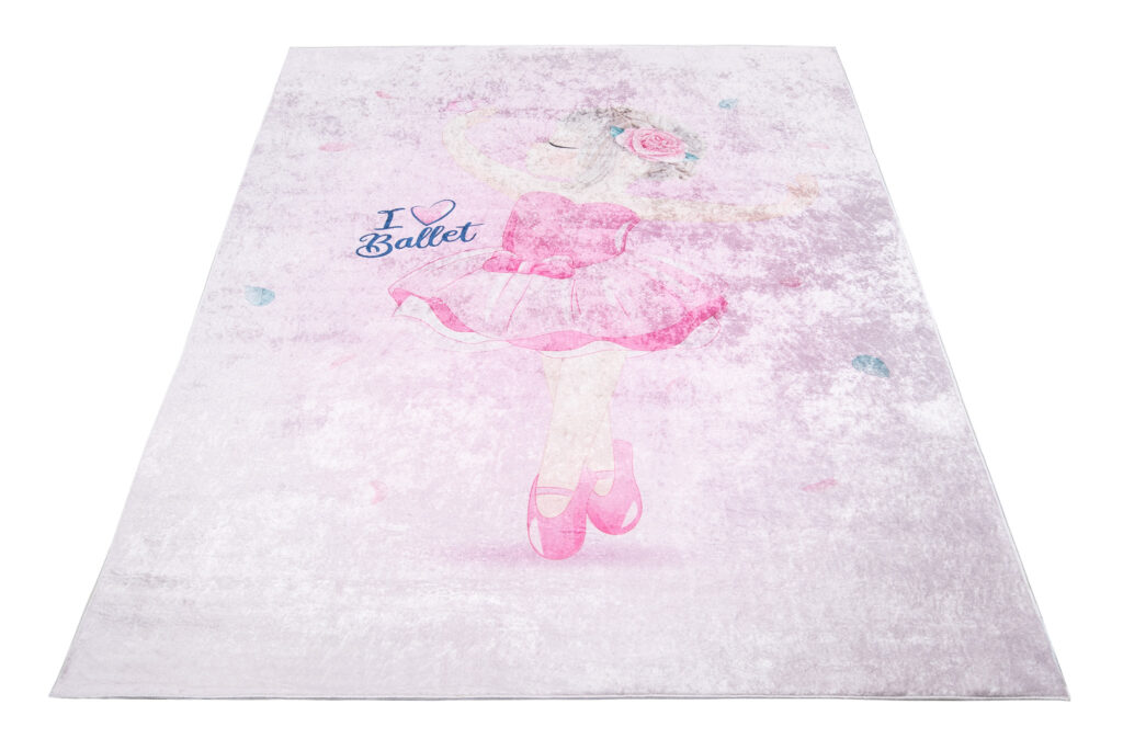 Teppich Emma Kinderzimmer Rutschfest Rosa Ballett