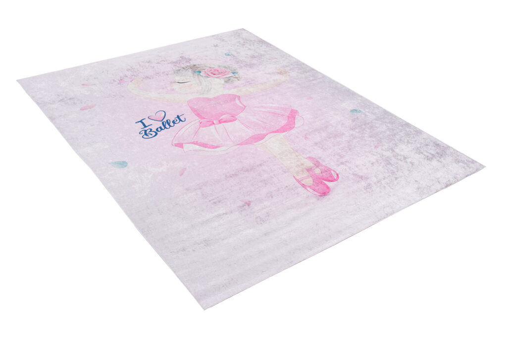 Teppich Emma Kinderzimmer Rutschfest Rosa Ballett