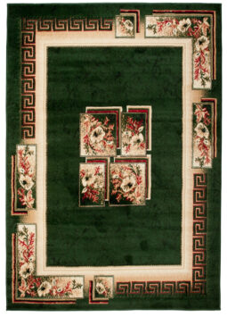 Teppich Atlas Grün Beige Klassisch Rahmen