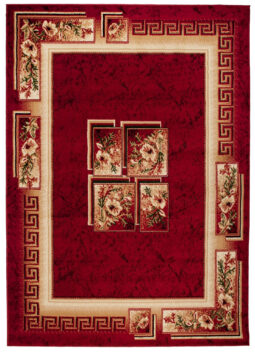 Teppich Atlas Rot Beige Klassisch Rahmen