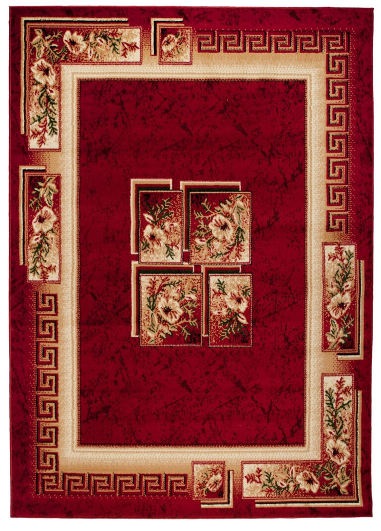 Teppich Atlas Rot Beige Klassisch Rahmen