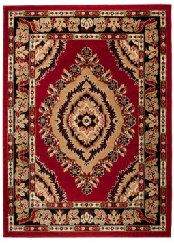 Teppich Atlas Rot Beige Traditionell Rosette