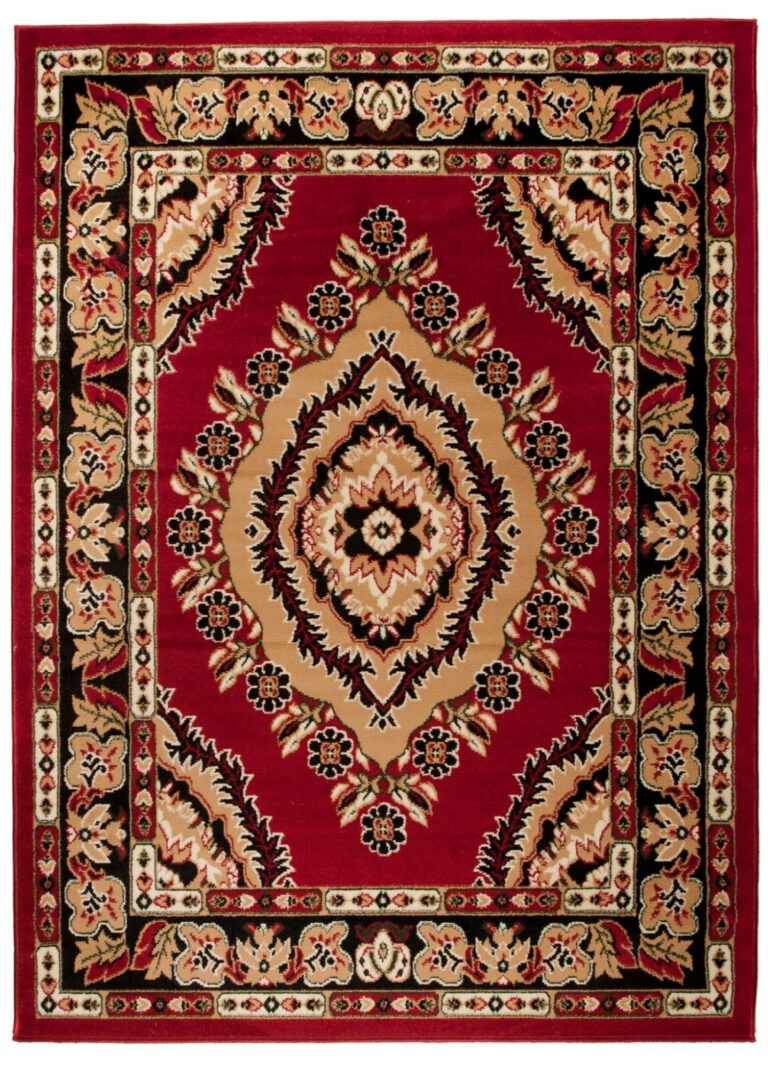 Teppich Atlas Rot Beige Traditionell Rosette