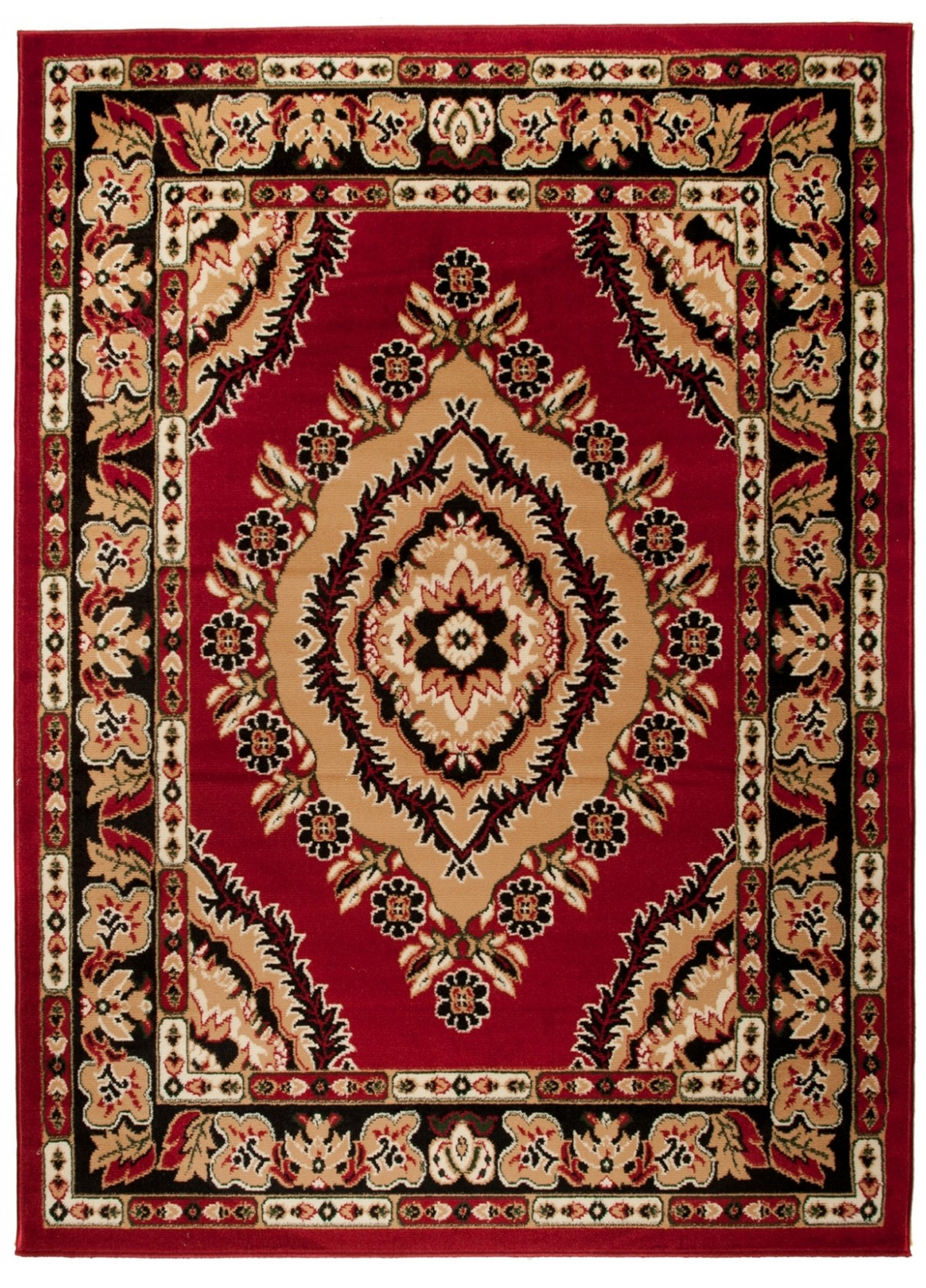 Teppich Atlas Rot Beige Traditionell Rosette