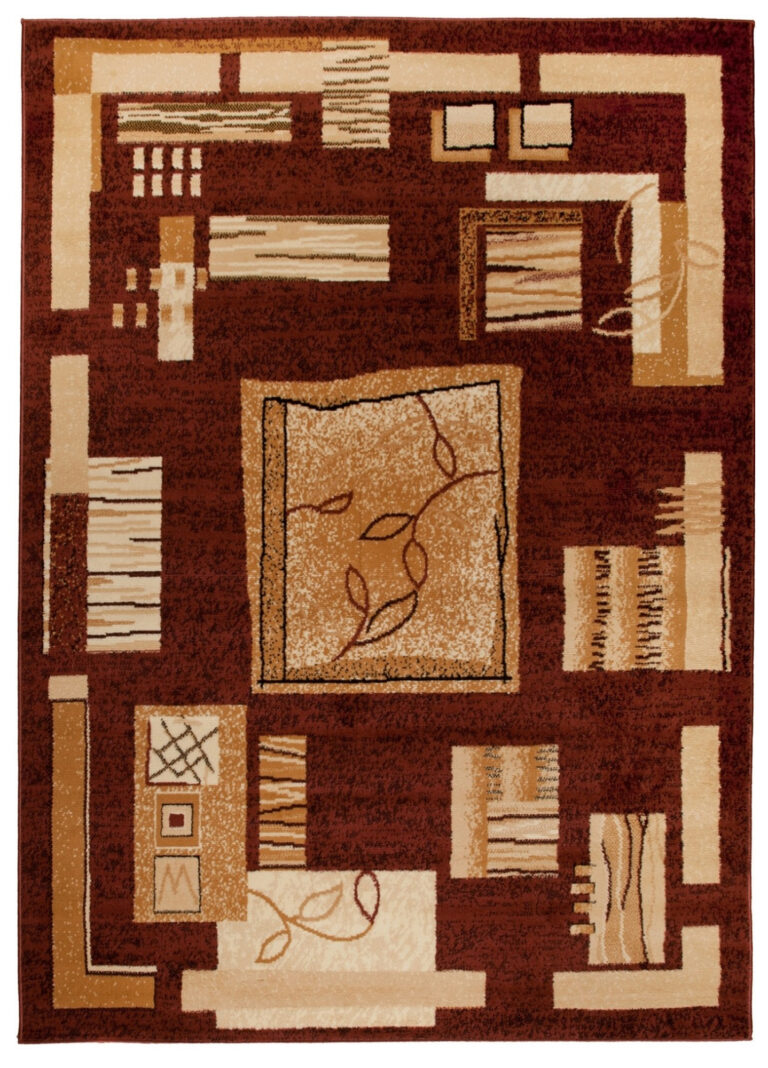 Teppich Atlas Braun Beige Geometrisch Blätter