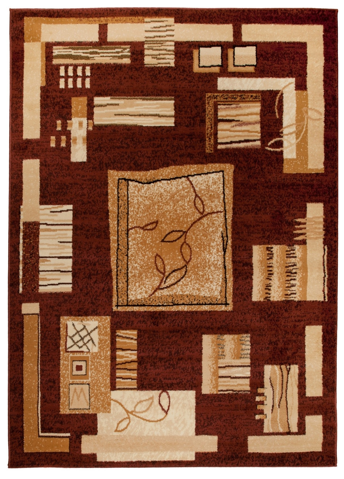 Teppich Atlas Braun Beige Geometrisch Blätter