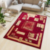 Teppich Atlas Rot Beige Geometrisch Blätter
