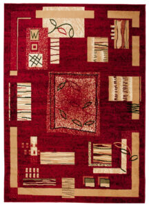 Teppich Atlas Rot Beige Geometrisch Blätter