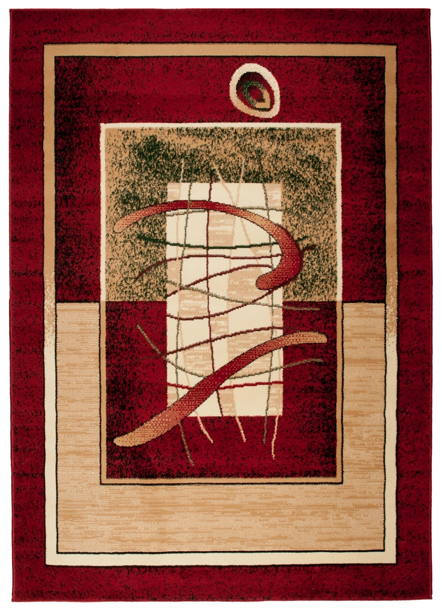 Teppich Atlas Rot Beige Abstrakt Rahmen