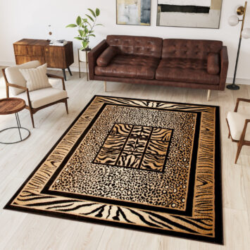 Teppich Atlas Schwarz Braun Tier Print Safari