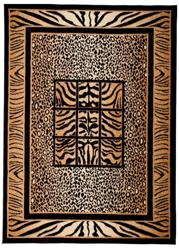 Teppich Atlas Schwarz Braun Tier Print Safari
