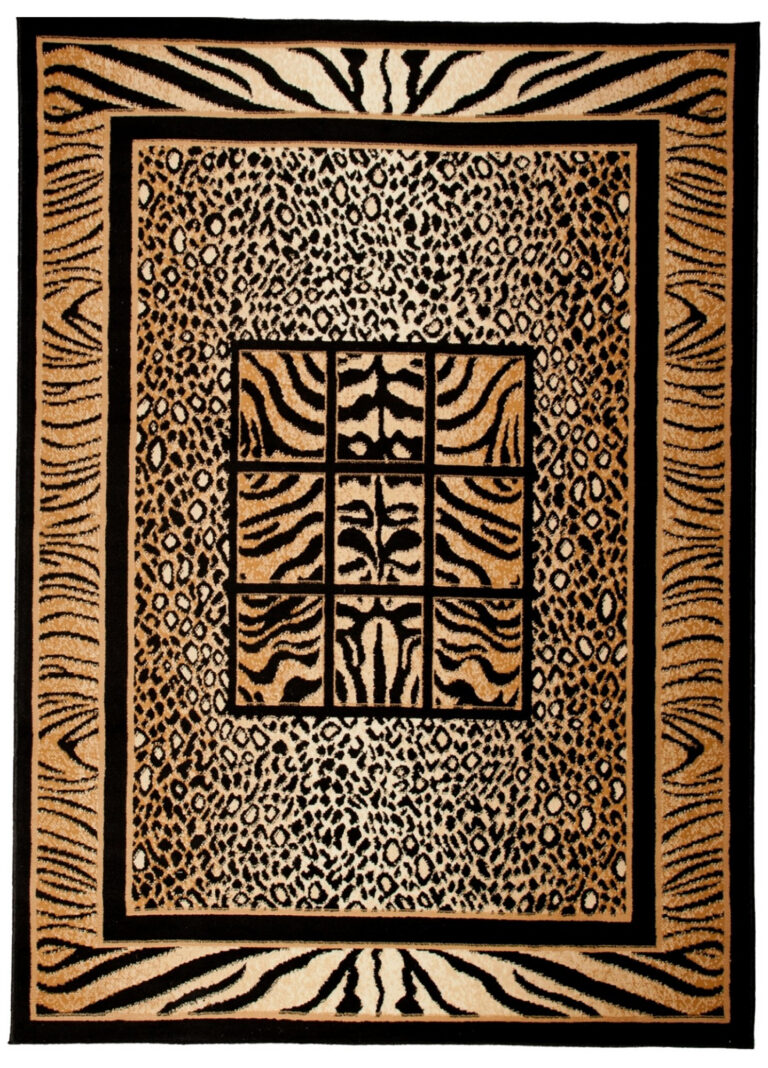 Teppich Atlas Schwarz Braun Tier Print Safari