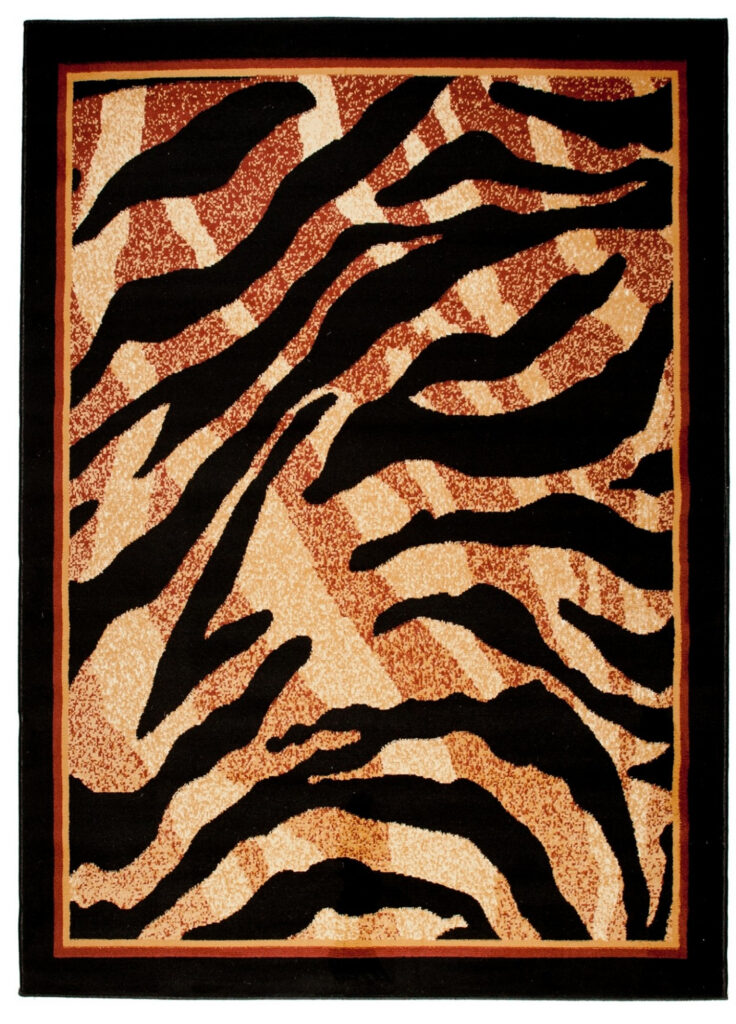 Teppich Atlas Schwarz Beige Tier Print Tiger