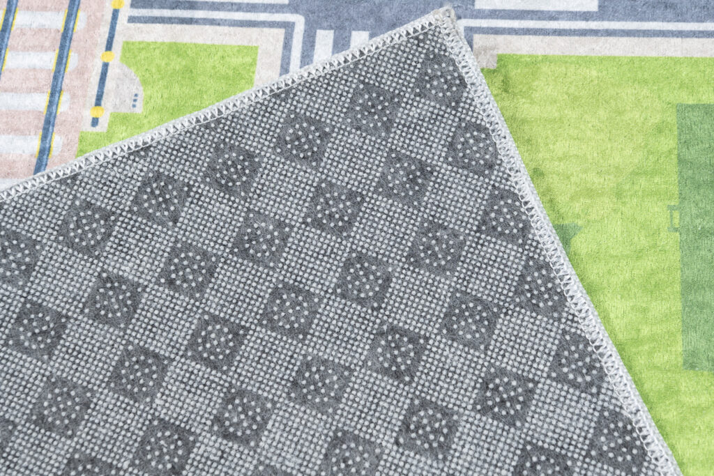 Teppich Emma Kinderzimmer Grün Grau Stadt Rutschfest