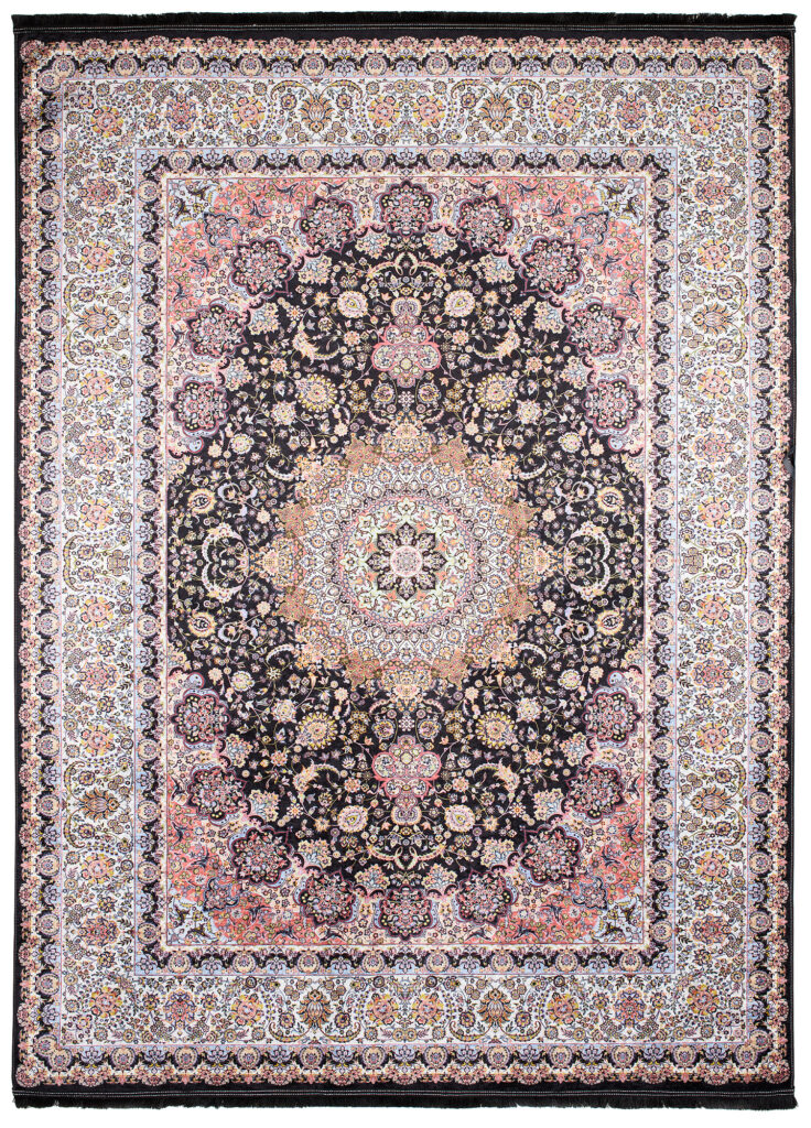 Teppich Victoria Fransen Dunkel Große Rosette