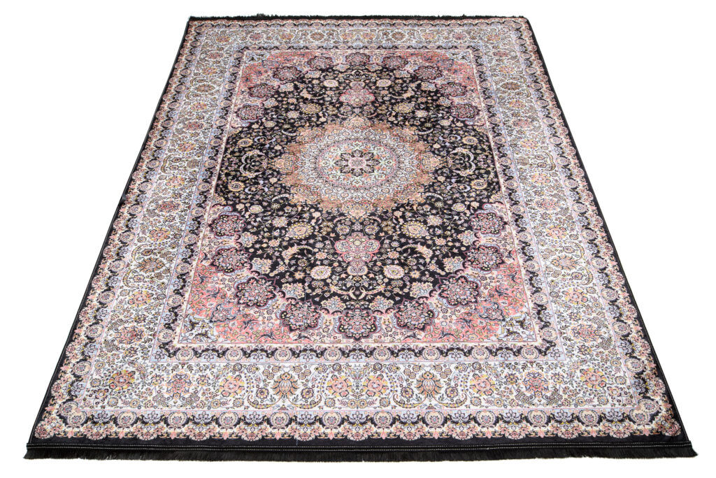 Teppich Victoria Fransen Dunkel Große Rosette