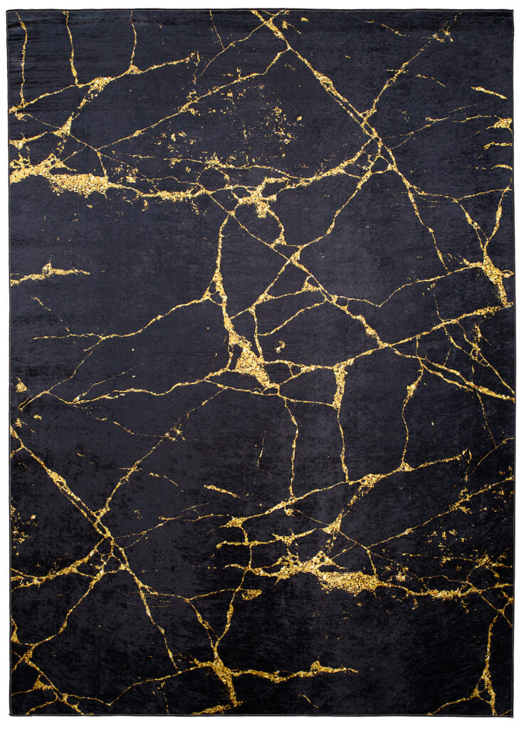Teppich Toscana Glamour Schwarz Golden Marmor