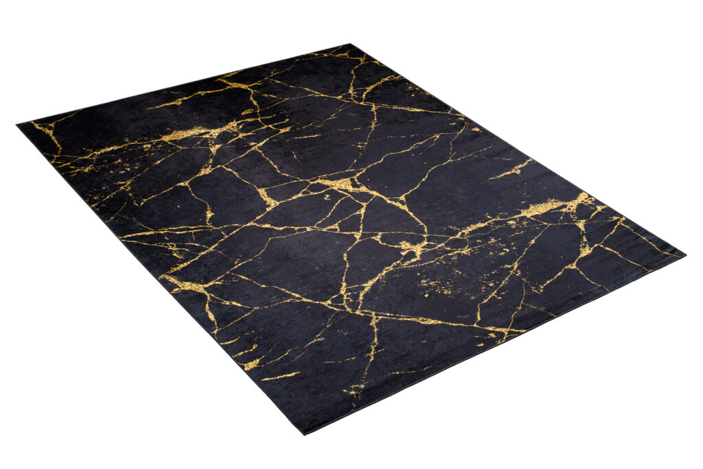 Teppich Toscana Glamour Schwarz Golden Marmor