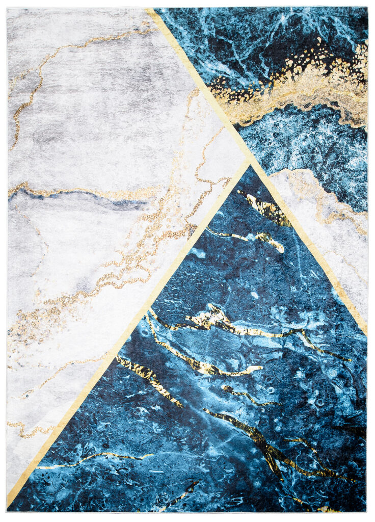 Teppich Toscana Blau Grau Golden Marmor
