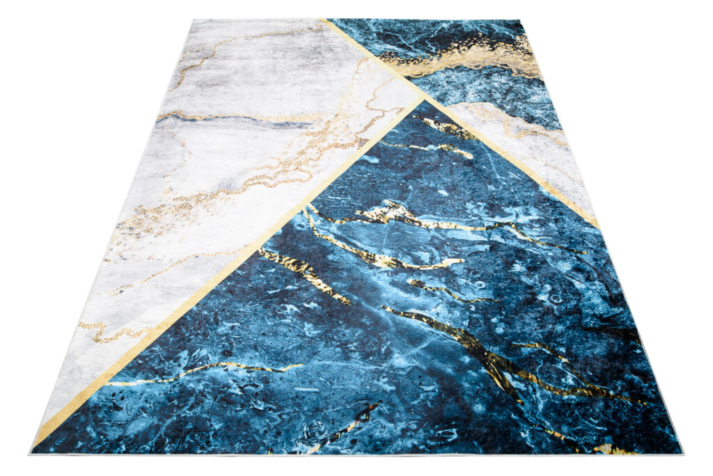 Teppich Toscana Blau Grau Golden Marmor
