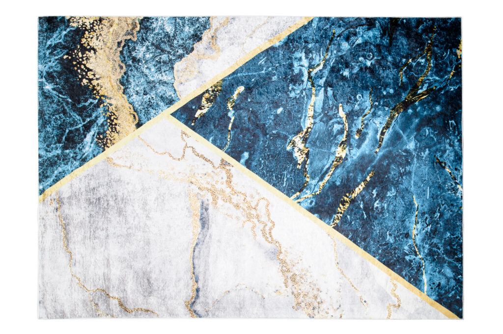 Teppich Toscana Blau Grau Golden Marmor