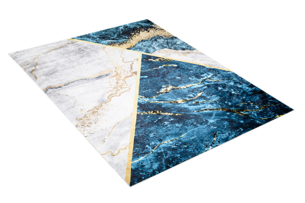 Teppich Toscana Blau Grau Golden Marmor