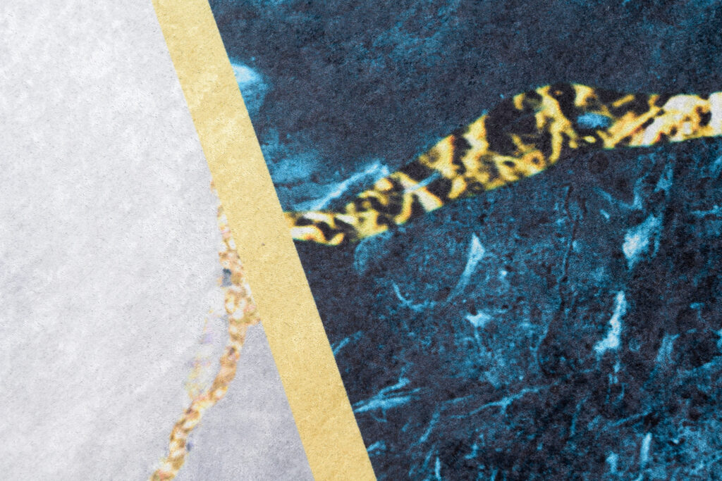 Teppich Toscana Blau Grau Golden Marmor