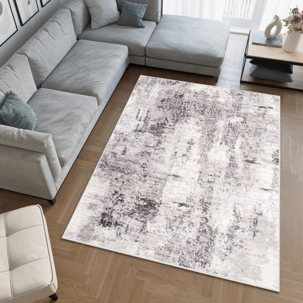 Teppich Sky Grau Abstrakt Vintage Verwischungen