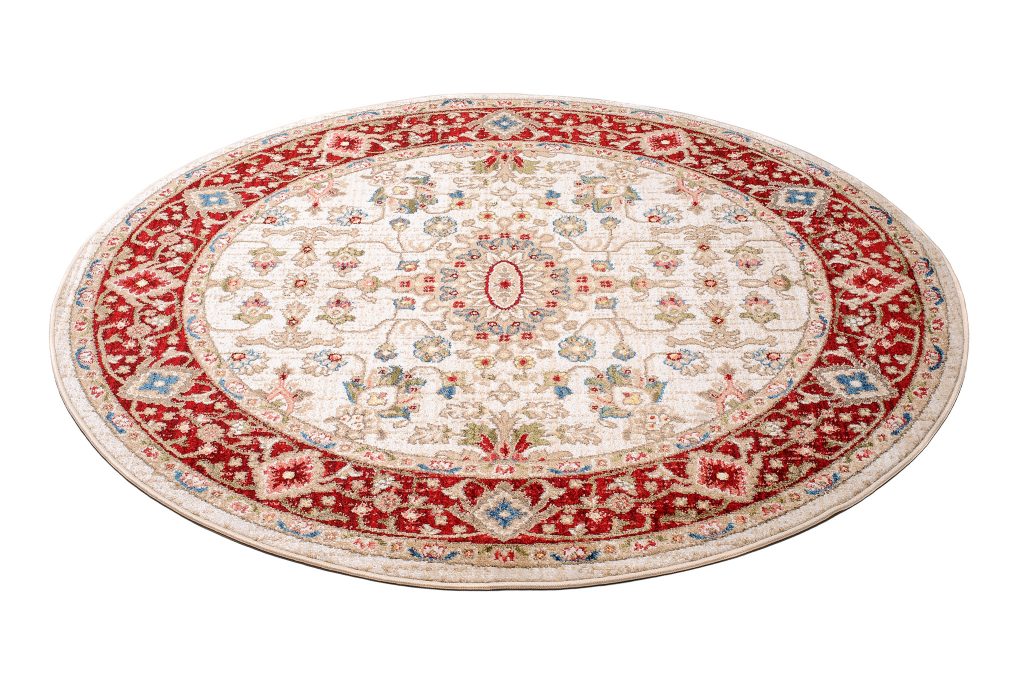 Teppich Rivoli Rund Creme Rot Ornament
