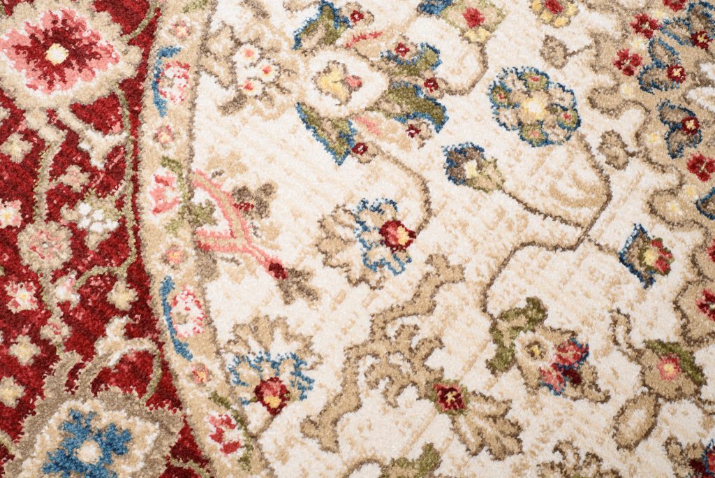 Teppich Rivoli Rund Creme Rot Ornament