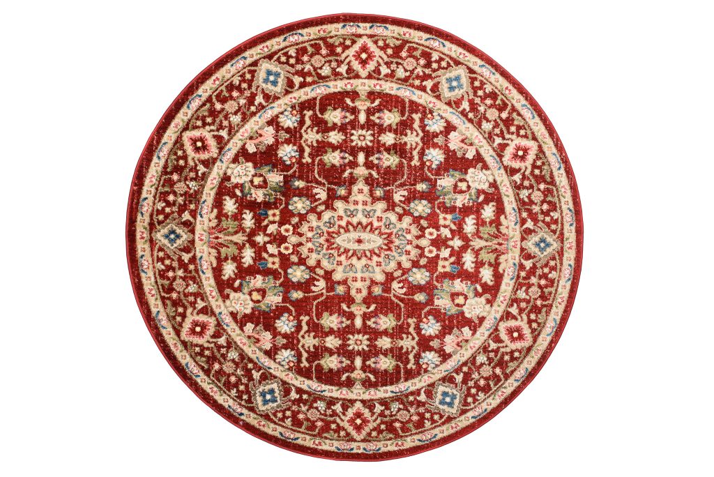 Teppich Rivoli Rund Rot Creme Ornament