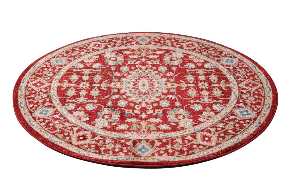 Teppich Rivoli Rund Rot Creme Ornament