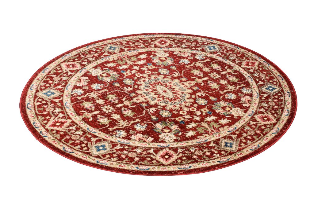 Teppich Rivoli Rund Rot Creme Ornament