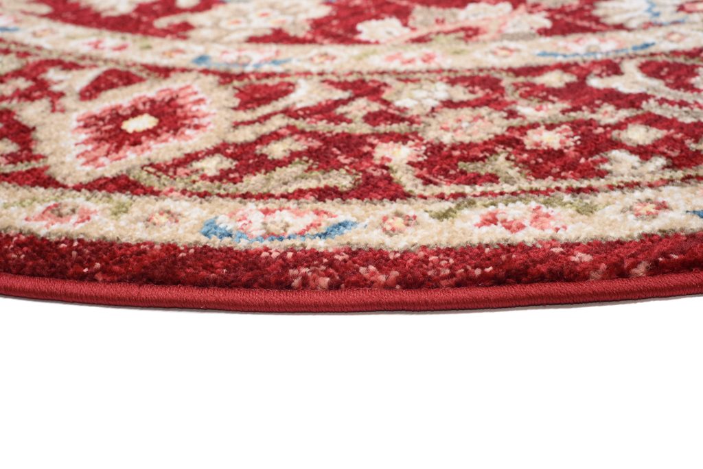 Teppich Rivoli Rund Rot Creme Ornament