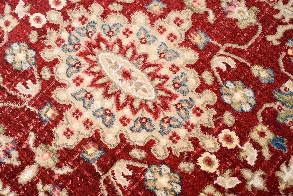 Teppich Rivoli Rund Rot Creme Ornament