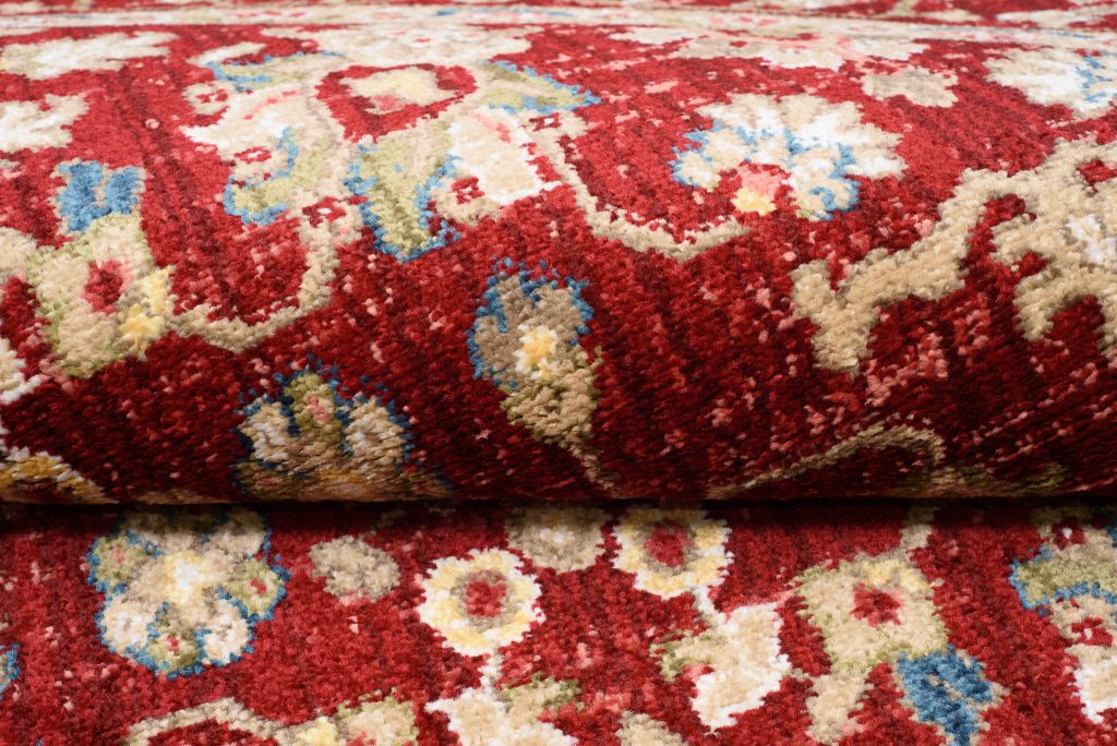 Teppich Rivoli Rund Rot Creme Ornament