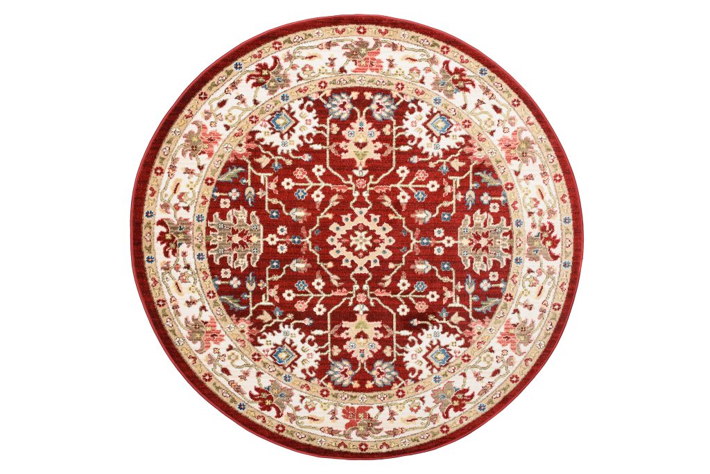 Teppich Rivoli Rund Rot Creme Medaillons