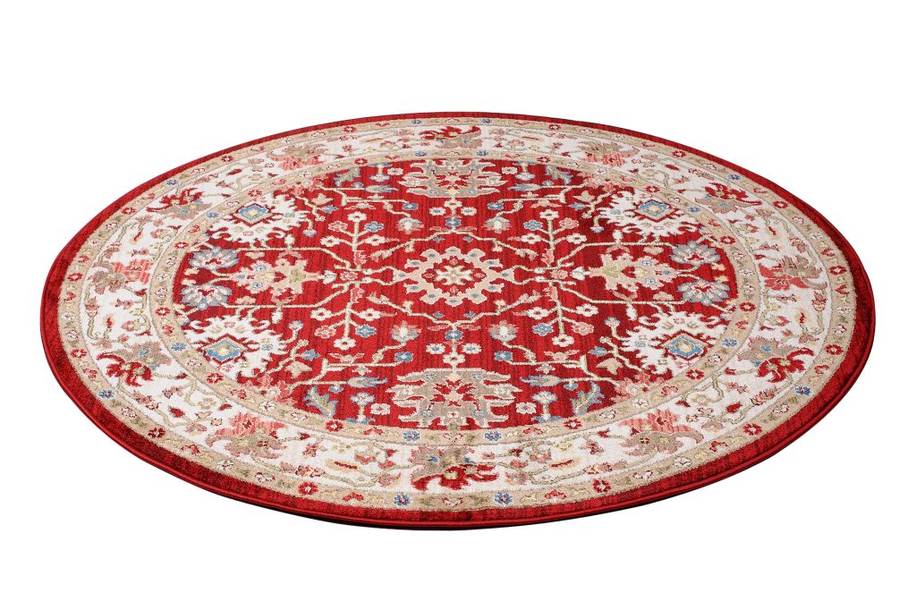 Teppich Rivoli Rund Rot Creme Medaillons