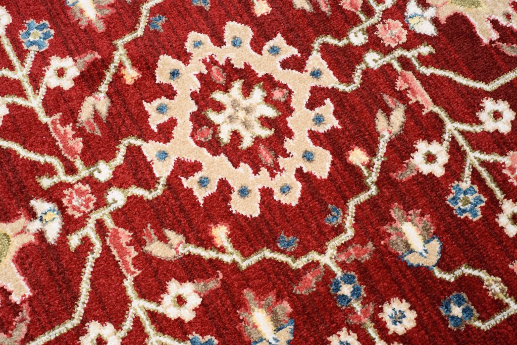Teppich Rivoli Rund Rot Creme Medaillons