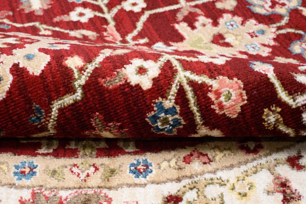 Teppich Rivoli Rund Rot Creme Medaillons