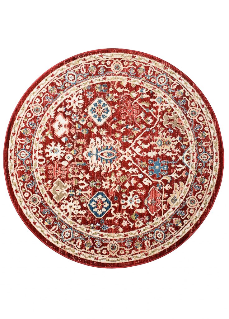 Teppich Rivoli Rund Rot Creme Klassisch