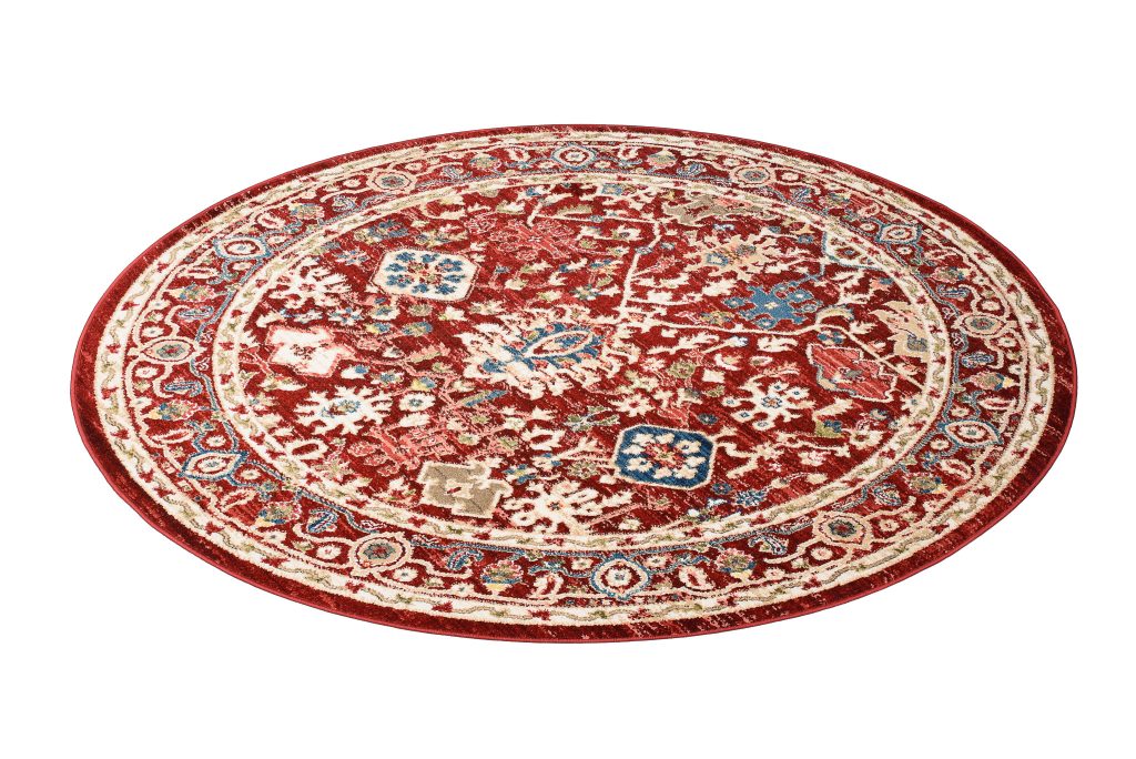 Teppich Rivoli Rund Rot Creme Klassisch