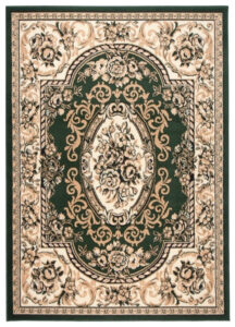 Teppich Atlas Grün Creme Traditionell Ornamente