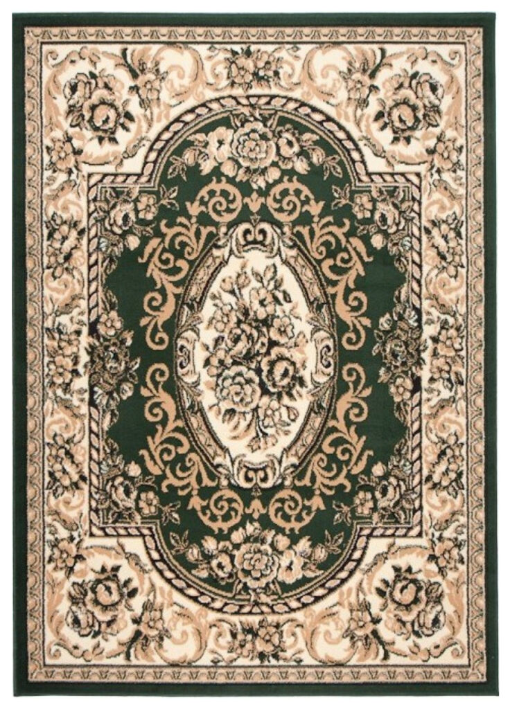 Teppich Atlas Grün Creme Traditionell Ornamente