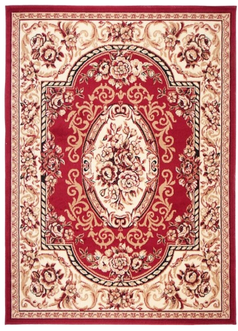 Teppich Atlas Rot Creme Traditionell Ornamente