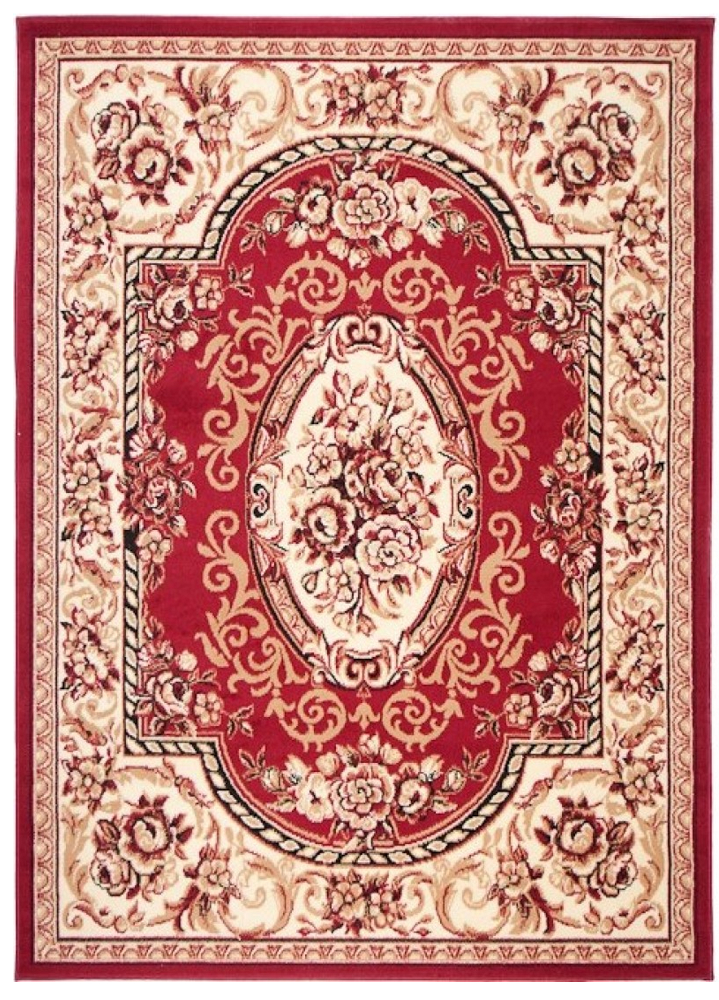 Teppich Atlas Rot Creme Traditionell Ornamente