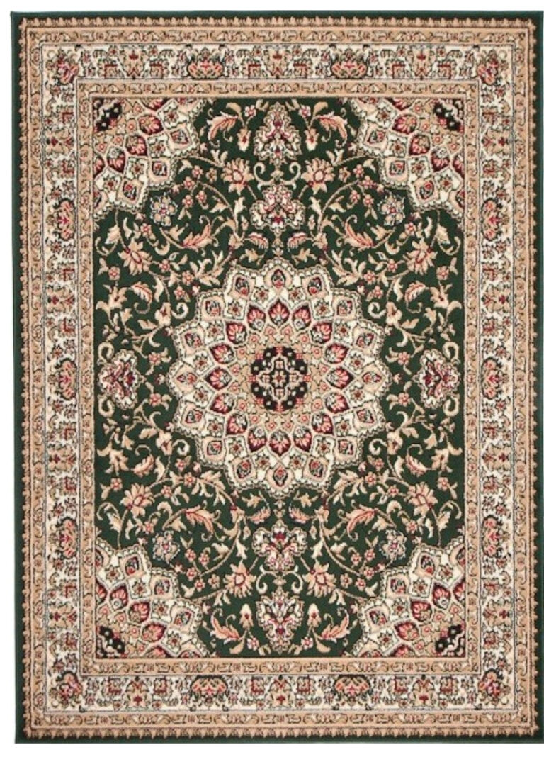 Teppich Atlas Grün Traditionell Rosette Rahmen