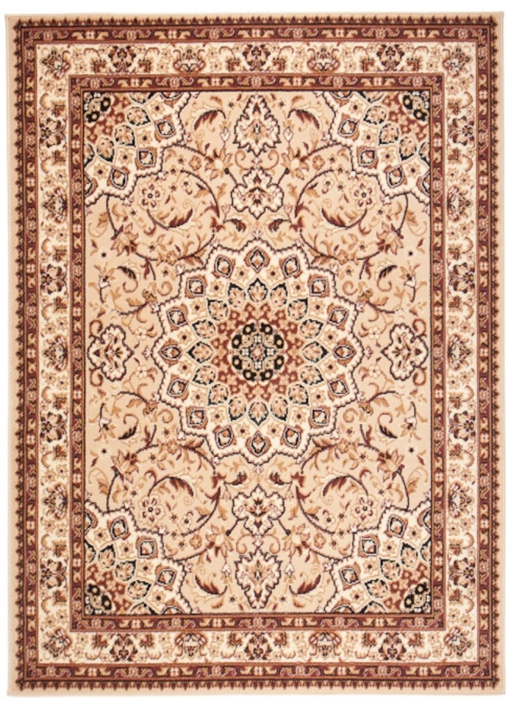 Teppich Atlas Beige Traditionell Rosette Rahmen