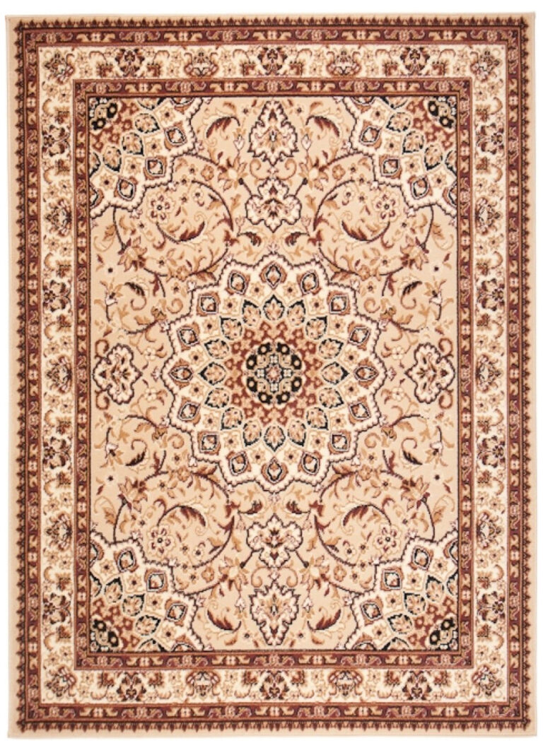Teppich Atlas Beige Traditionell Rosette Rahmen