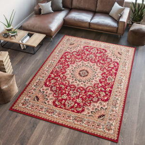 Teppich Atlas Rot Traditionell Rosette Rahmen